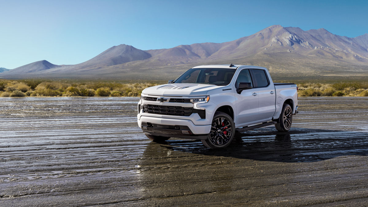 2026 Silverado 1500 RST Stars & Steel — Summit White with American Flag Stripes